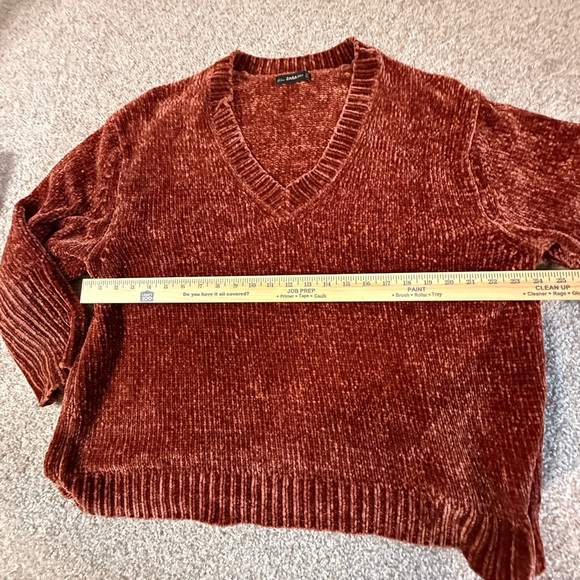 ZARA Women’s Oversized Chenille Knit Sweater Small – Rust Orange – Cozy & Chunky - Picture 6 of 6